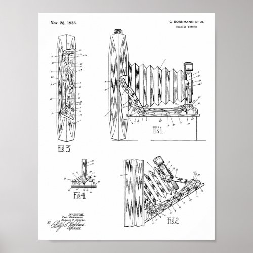 1933 Folding Camera Patent Art Drawing Print