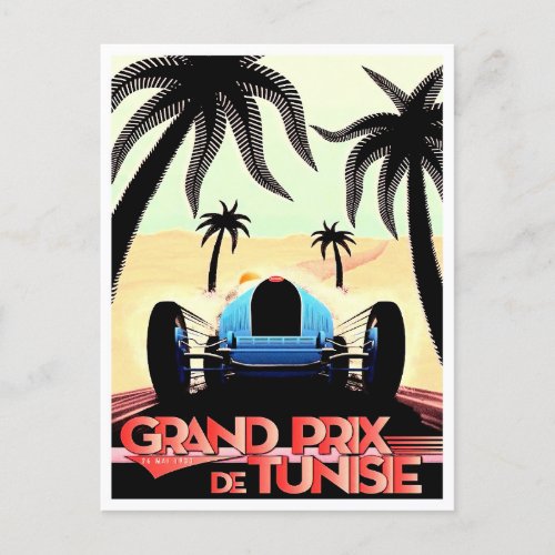 1933 Tunisia Grand Prix vintage racing Postcard