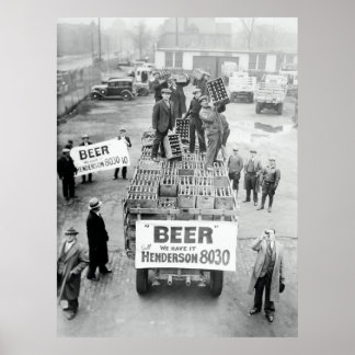 1933 WE HAVE BEER! - PROHIBITION ENDS POSTER