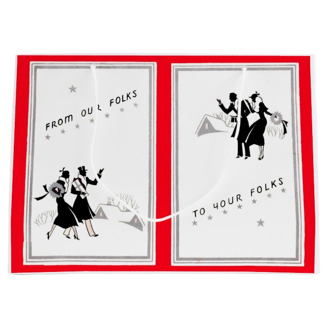 1934 art deco Christmas Large Gift Bag (Front)