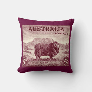 1934 Australian Merino Sheep Throw Pillow
