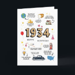 1934 Birthday Card For Dad or Mom<br><div class="desc">Take a Fun Trip Back to 1934 with This Special Birthday Card Step into a time machine and revisit the remarkable year of 1934 with this one-of-a-kind birthday card! Whether you're celebrating a milestone birthday or simply honoring someone who was born in this unforgettable year, this card is a thoughtful...</div>