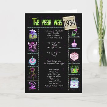 1934 Birthday Fun Facts Card by dryfhout at Zazzle