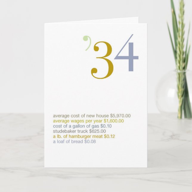 1934 Birthday Fun Facts Card (Front)