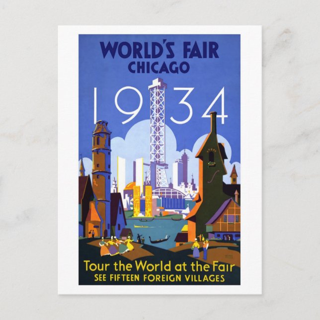 1934 Chicago World's Fair Postcard (Front)