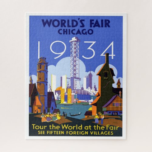 1934 Chicago Worlds Fair Travel Advertisement Jigsaw Puzzle