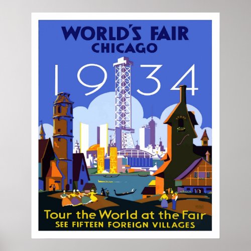 1934 Chicago World's Fair Travel Advertisement