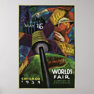 1934 Chicago World's Fair Vintage Poster