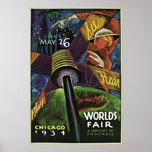 1934 Chicago Worlds Fair Vintage Poster