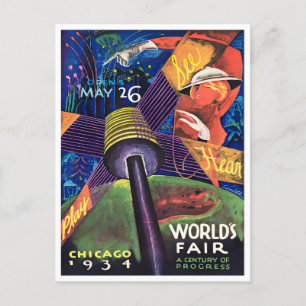 1934 Chicago World's Fair vintage travel postcard