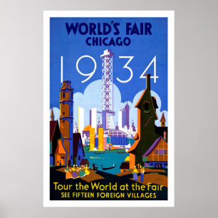 1934 Chicago World's Fair Vintage Travel Poster