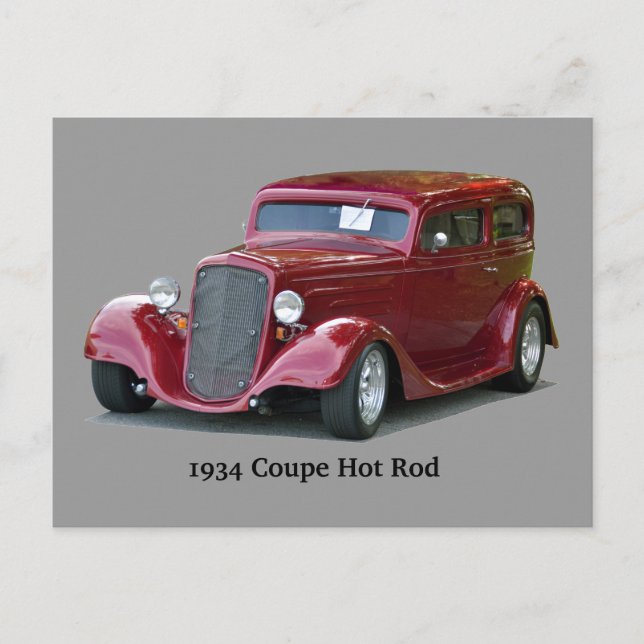 1934 Customized Coupe Hot Rod Postcard (Front)