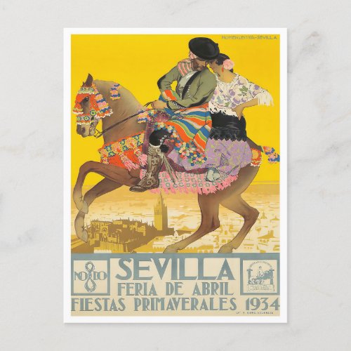 1934 Feria de Sevilla vintage Postcard