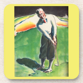1934 golfing print beverage coaster