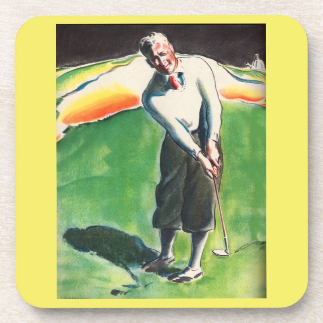 1934 golfing print beverage coaster (Front)