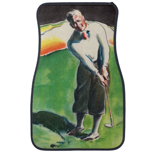 1934 golfing print car floor mat (Front)