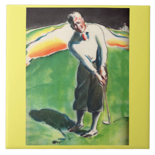 1934 golfing print ceramic tile