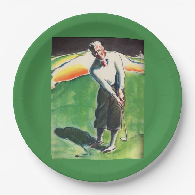 1934 golfing print paper plates (Front)