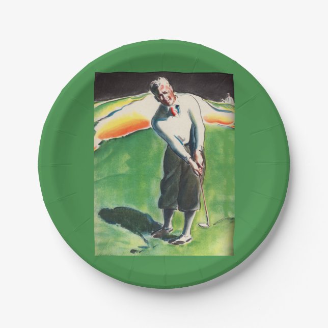 1934 golfing print paper plates (Front)