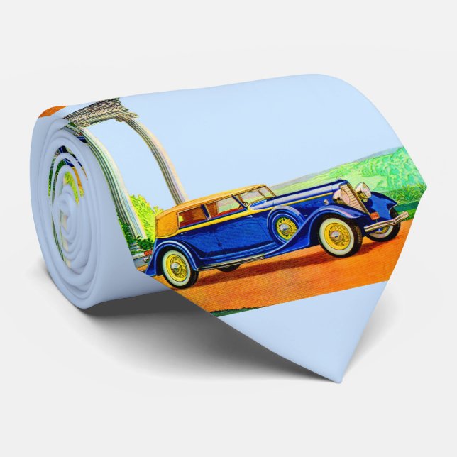 1934 Lincoln model KA print  Neck Tie (Rolled)