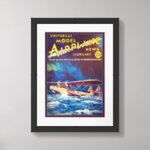 1934 MODEL AIRPLANE NEWS MAGAZINE COVER FRAMED ART