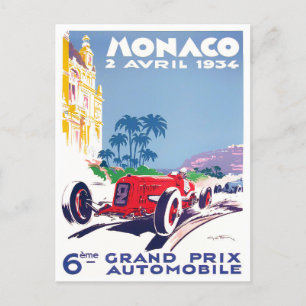 1934 Monaco Grand Prix vintage racing Postcard
