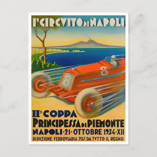 1934 Naples Grand Prix vintage racing Postcard