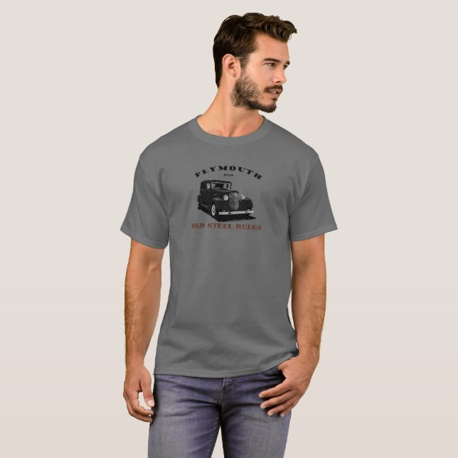 1934 Plymouth. Chrysler. Mopar. Black Hotrod ' 34. T-Shirt (Front Full)