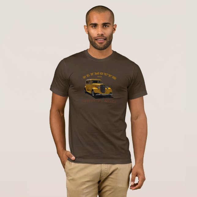 1934 Plymouth. Chrysler. Mopar. Yellow Hotrod ' 34 T-Shirt (Front Full)