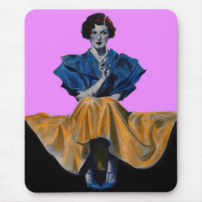 1934 pretty lady enjoying a Chesterfield Mouse Pad (Front)