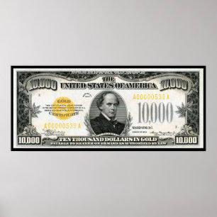 1934 TEN THOUSAND DOLLAR BILL POSTER