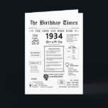 1934 The Year You Were Born Birthday Card<br><div class="desc">Step into a time capsule as you unveil our enchanting 1934 birthday card, overflowing with historical details, and significant milestones from yesteryears. Crafted especially for your cherished one's special day, this distinctive voyage through the 1930's guarantees to etch their birthday into memory. Bursting with intriguing trivia and snapshots of history,...</div>