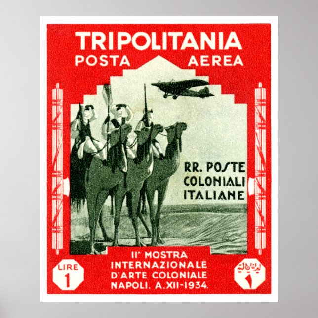 1934 Tripolitania 1 Lire stamp Poster (Front)