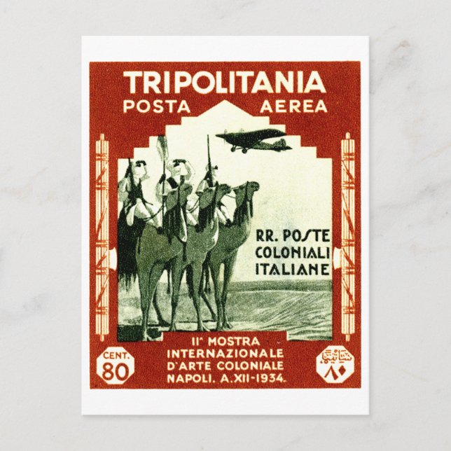 1934 Tripolitania 80 centesimi stamp Postcard (Front)