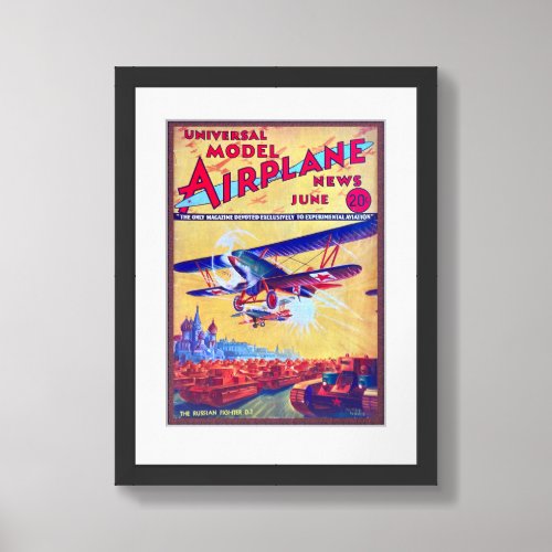 1934 UNIVERSAL MODEL AIRPLANE MAG COVER FRAMED ART