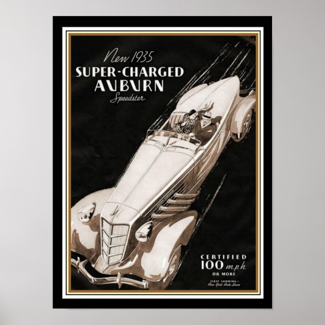 1935 Auburn Boat Tail Speedster Deco Poster (Front)