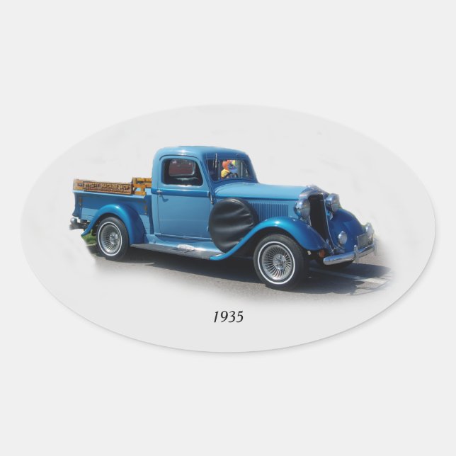 1935 Blue Pickup Truck sticker (Front)