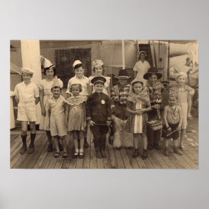 1935 childrens shipboard costume party poster