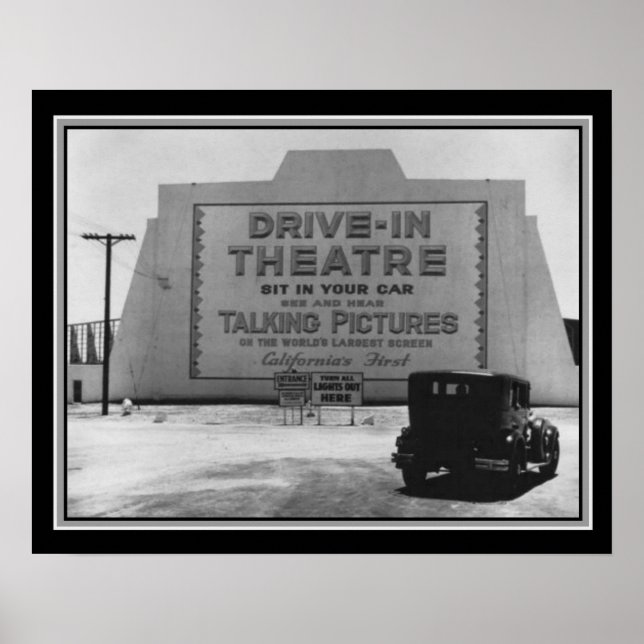 1935 First Drive-In Theater B&W Print (Front)
