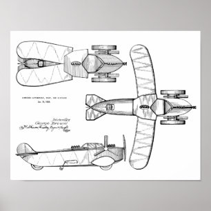 1935 Flying Car Boat Airplane Patent Drawing Print