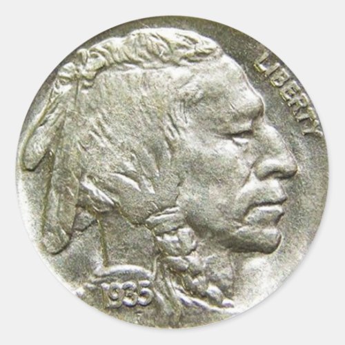 1935 Indian Head Silver Nickel Stickers