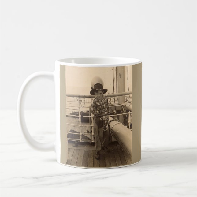 1935 juvenile cowboy on shipboard coffee mug (Left)