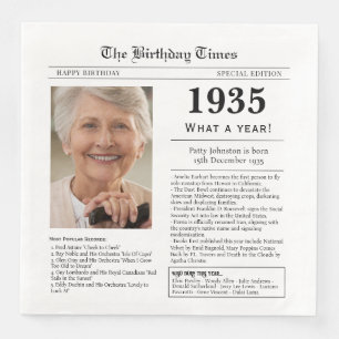 1935 Newspaper Birthday Paper Dinner Napkins