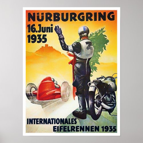 1935 Nurburgring Motor Race vintage racing Poster