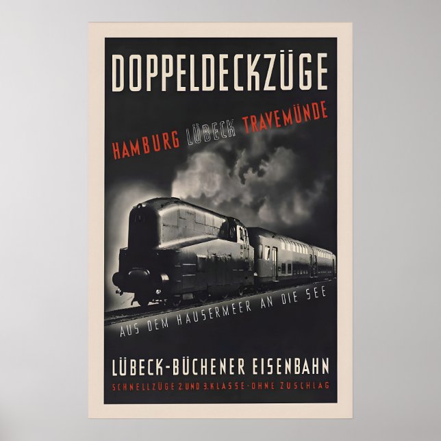 193637 German Railways Travel Poster Double deck (Front)