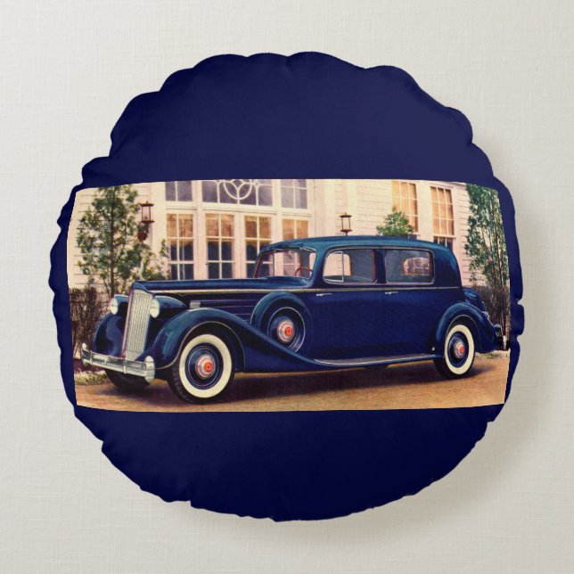 1936 blue Packard Round Pillow (Front)