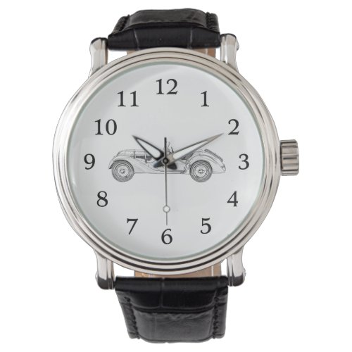 1936 BMW 328 Black and White Vintage Race Car Watch