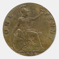 1936 British penny sticker