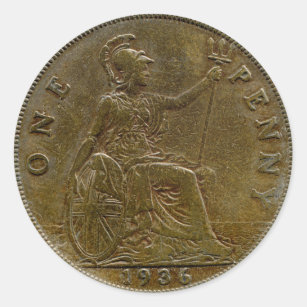 1936 British penny sticker
