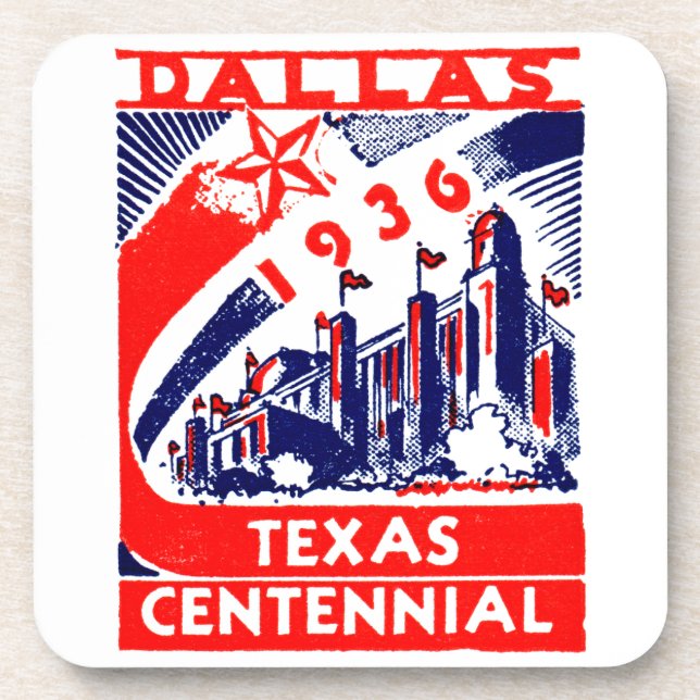 1936 Dallas Texas Centennial Drink Coaster (Front)